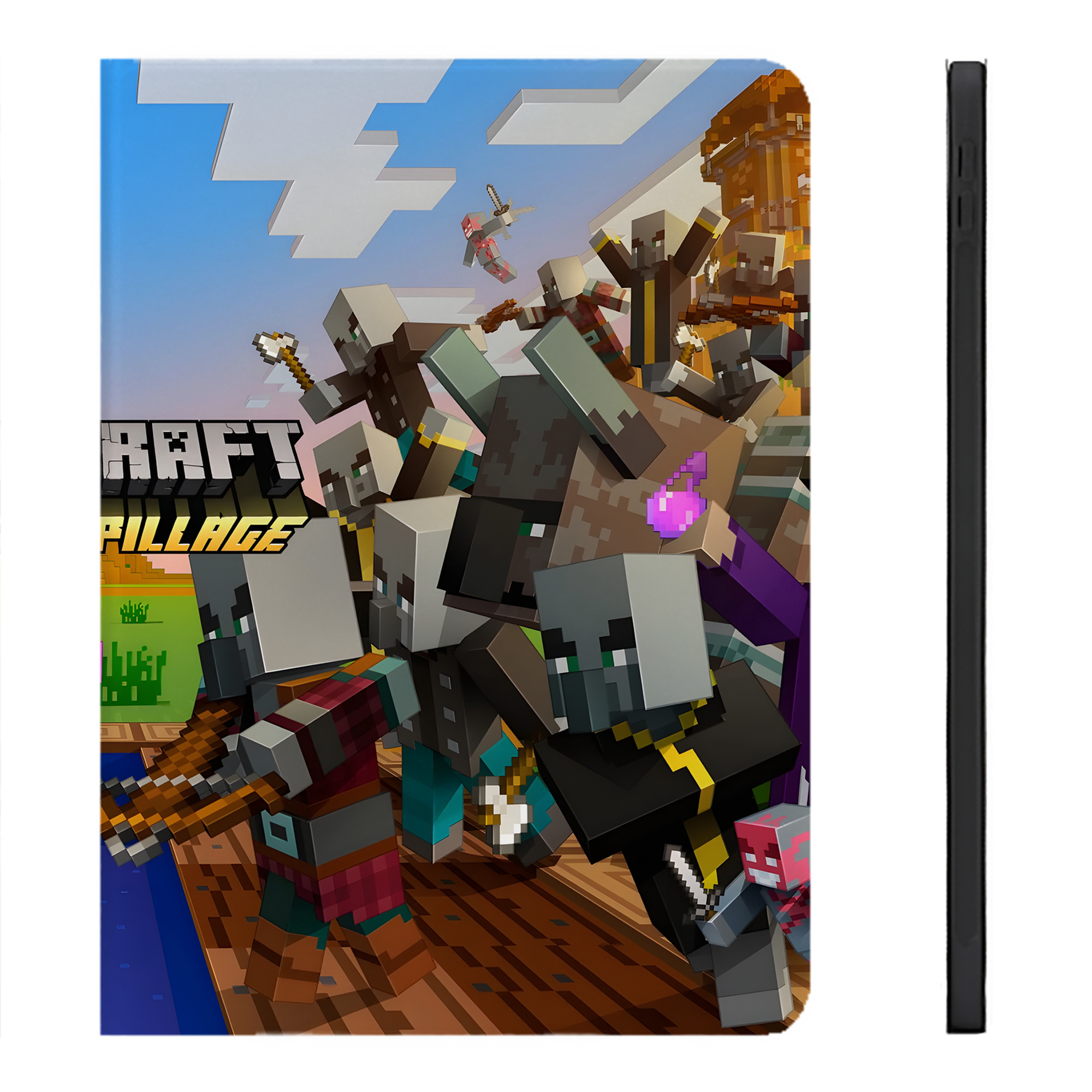（画像用） マインクラフト ブロックの世界 Minecraft MC Block world IPadケース ペンホルダー付き ブックスタイルデザイン